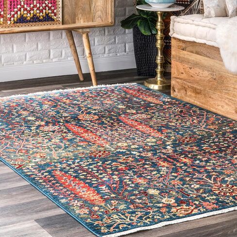 nuLOOM Dasilva Tribal Fringe Area Rug, 4x6, Blue in Saudi Arabia