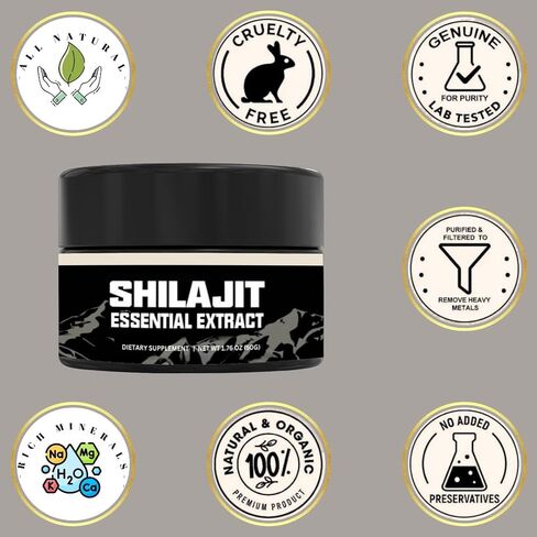 Pure Shilajit Resin Essential Extract, Gold Grade, 600mg Maximum Potency, Himalayan Natural Shilajit, 85+ Trace Minerals for Energy, Strength and Immune System Boost in Saudi Arabia