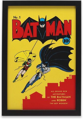 DC Comics Batman Comic Book Cover Framed Wood Wall Decor - Retro Batman Wall Art for Man Cave or Movie Room in Saudi Arabia