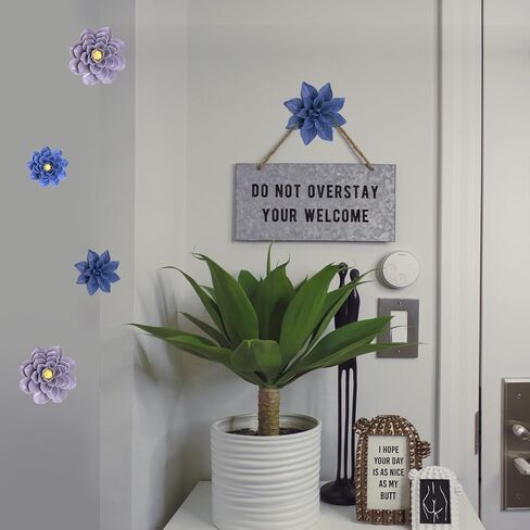 Enjthe ulellife 3D Ceramic Flower Wall Decor Handcrafted Ceramic Wall Flowers Porcelain Flower Wall Decor(Blue,3.5") in Saudi Arabia