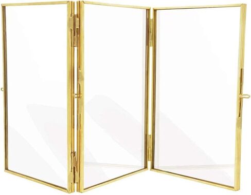 N / A 3 إطارات صور نحاسية عائمة 4x6 ذهبية ثلاثية 4x6 قابلة للطي، 3 طيات مفتوحة، إطار صور كلاسيكي معدني مضغوط، الزفاف، الذكرى السنوية، تدفئة المنزل، هدايا الأحداث in Saudi Arabia