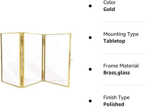 N / A 3 إطارات صور نحاسية عائمة 4x6 ذهبية ثلاثية 4x6 قابلة للطي، 3 طيات مفتوحة، إطار صور كلاسيكي معدني مضغوط، الزفاف، الذكرى السنوية، تدفئة المنزل، هدايا الأحداث in Saudi Arabia