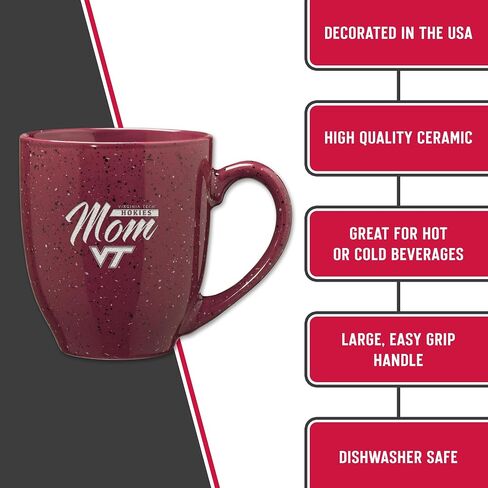 Rico Industries NCAA unisex-adult NCAA Mom 16 oz Team Color Laser Engraved Speckled Ceramic Coffee Mug in Saudi Arabia