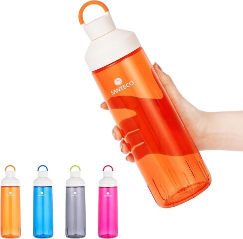 SANTECO Water Bottles 32 oz, Reusable Wide Mouth Water Bottle, Easy to Clean Leakproof Handle Lid, BPA Free Tritan Light Weight Sports Bottles for Daily Fitness, Gym, Running, Hiking - Orange in Saudi Arabia