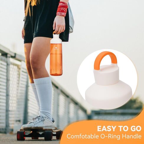 SANTECO Water Bottles 32 oz, Reusable Wide Mouth Water Bottle, Easy to Clean Leakproof Handle Lid, BPA Free Tritan Light Weight Sports Bottles for Daily Fitness, Gym, Running, Hiking - Orange in Saudi Arabia