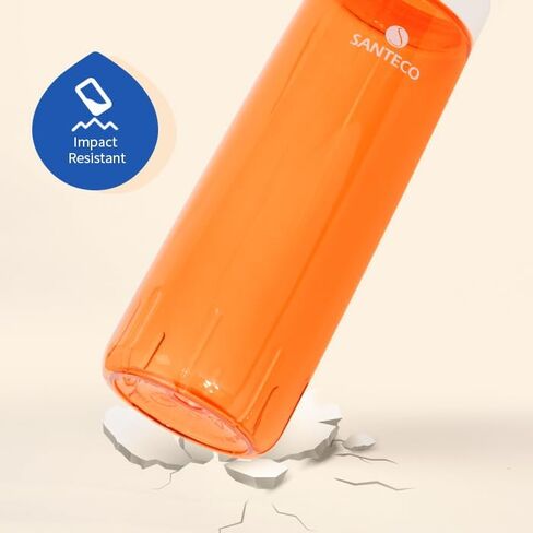 SANTECO Water Bottles 32 oz, Reusable Wide Mouth Water Bottle, Easy to Clean Leakproof Handle Lid, BPA Free Tritan Light Weight Sports Bottles for Daily Fitness, Gym, Running, Hiking - Orange in Saudi Arabia