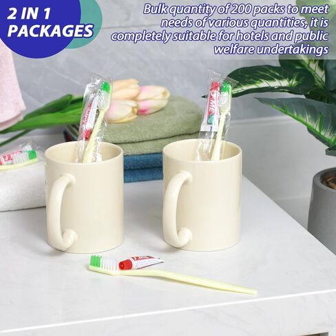 Zhehao 200 Pack Disposable Toothbrushes with Toothpaste Individually Wrapped Toothbrush and Toothpaste Set 3g Bulk Travel Toothpaste Travel Dental Kit for Homeless Hotel Guest Apartment Charity in Saudi Arabia