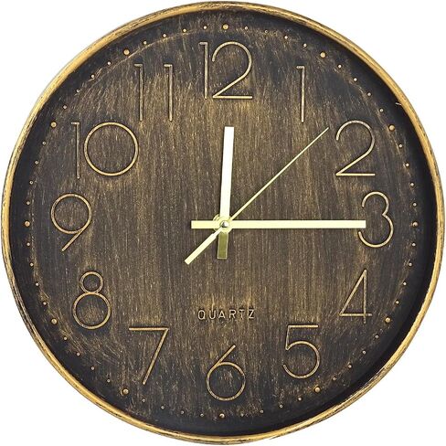 Wall Clock 12 inch Wall Clock Retro Silent Wall Clock Modern Non drip Battery Power Suitable for Home, Office, School, Kitchen, Bedroom, Living Room (Retro Copper) in Saudi Arabia