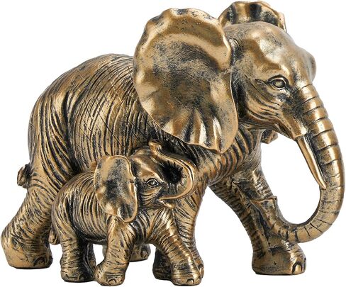 Elephant Statue Gifts for Women/Men/Mom/Father, Elephant Brings Good Luck, Parent and Child Elephant for Pregnancy Gifts, Mom or Father Day Birthday Gift(Antique Gold) in Saudi Arabia