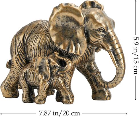 Elephant Statue Gifts for Women/Men/Mom/Father, Elephant Brings Good Luck, Parent and Child Elephant for Pregnancy Gifts, Mom or Father Day Birthday Gift(Antique Gold) in Saudi Arabia