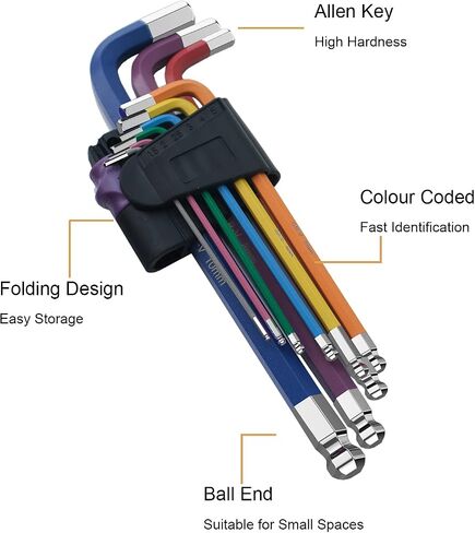 9 Pcs Hex Key Allen Wrench Set, Torx TRX Star Coloured Wrench Set T10, T15, T20, T25, T27, T30, T40, T45, T50 Hex Key Wrench Set for Furniture Assembly, Bicycle Maintenance, Household DIY in Saudi Arabia