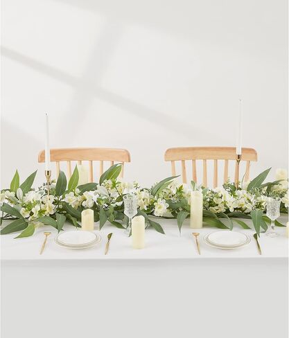 Ting's time Eucalyptus Garland Artificial Flowers Faux Greenery Garland Plant Leaves Vines 6ft Wedding Arch Flowers Hanging Decor for Table Runner Indoor Outdoor Wall Decorations(White) in Saudi Arabia