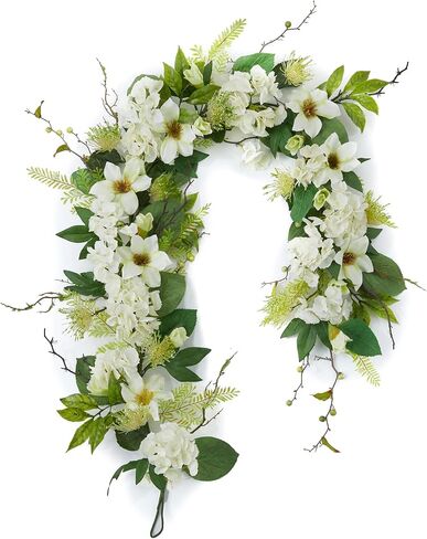 Ting's time Eucalyptus Garland Artificial Flowers Faux Greenery Garland Plant Leaves Vines 6ft Wedding Arch Flowers Hanging Decor for Table Runner Indoor Outdoor Wall Decorations(White) in Saudi Arabia