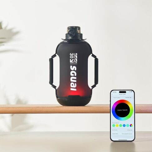 زجاجة مياه رياضية ذكية من SGUAI - إبريق مياه ذكي من البلاستيك تريتان، يتتبع كمية المياه مع بلوتوث، زجاجة مياه للتذكير بالتوهج LED للياقة البدنية وصالة الألعاب الرياضية في الهواء الطلق، غطاء من القش، 1.3 لتر/44 أونصة in Saudi Arabia
