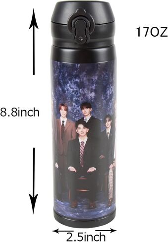 زجاجة مياه من الفولاذ المقاوم للصدأ من Seventeen kpop سعة 500 مل سعة 17 أونصة تحافظ على السوائل ساخنة أو باردة in Kuwait