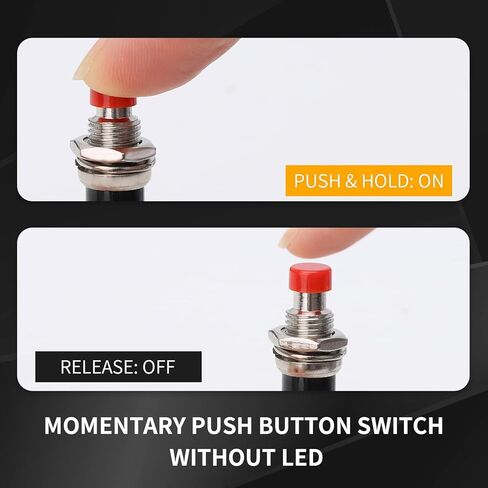 STARELO 10 قطعة 7 مم مفتاح زر ضغط مؤقت صغير 2Pin SPST مفتوح عادة 1A 250V AC مع أسلاك ملحومة مسبقًا (أحمر). in Kuwait