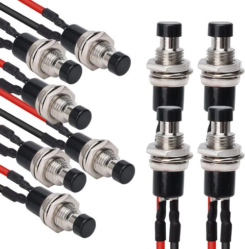 STARELO 10Pcs 7mm Mini Momentary Push Button Switch 2Pin SPST Normally Open 1A 250V AC with Pre-soldered Wires(Red). in Saudi Arabia