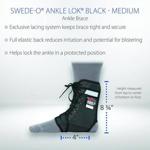 Swede-O Ankle Lok Ankle Brace, Black - Medium in Saudi Arabia