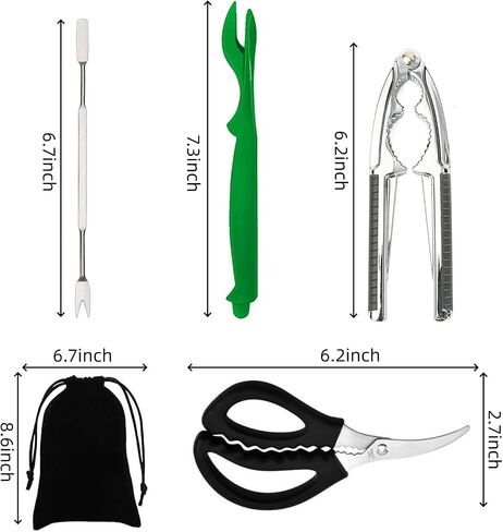 Crab Lobster Crackers Stainless Steel,13-Piece Seafood Tools Set,Crab Crackers,Crab Leg Forks/Picks,Seafood Scissors & Storage Bag for Holidays Birthday Gifts in Saudi Arabia