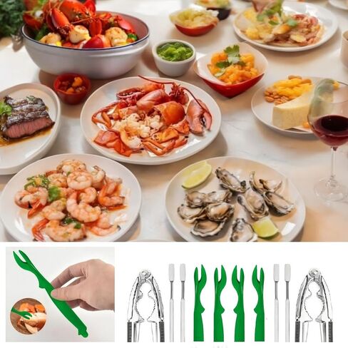 Crab Lobster Crackers Stainless Steel,13-Piece Seafood Tools Set,Crab Crackers,Crab Leg Forks/Picks,Seafood Scissors & Storage Bag for Holidays Birthday Gifts in Saudi Arabia