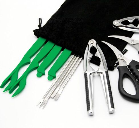 Crab Lobster Crackers Stainless Steel,13-Piece Seafood Tools Set,Crab Crackers,Crab Leg Forks/Picks,Seafood Scissors & Storage Bag for Holidays Birthday Gifts in Saudi Arabia