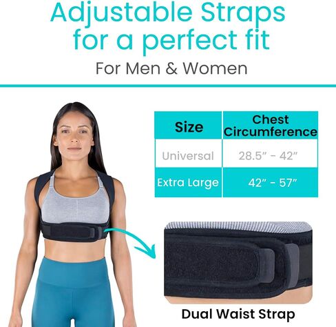 Vive Posture Corrector for Women & Men - Upper Back Brace for Kyphosis - Pain Relief for Neck & Shoulder - Adjustable Clavicle Support with Strap - Straightener for Rounded & Hunchback (Universal) in Saudi Arabia