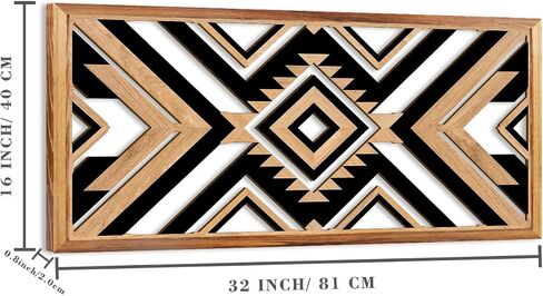 IARTTOP Large Southwestern Aztec Wall Decor Framed Wood Native American Wall Art Modern Western Navajo Tribal Home Decor Southwestern Boho Wall Art Geometric Diamond Wall Decor 16"x 32" in Saudi Arabia