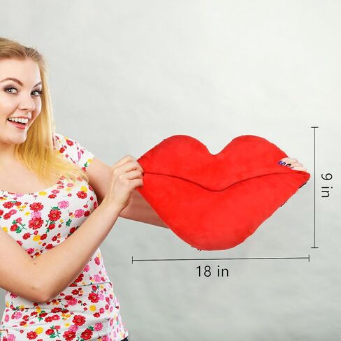 وسادة رمي الشفاه ChezMax، وسادة قبلة ثلاثية الأبعاد قابلة للترتر، ديكور منزلي لامع باللونين الأحمر والفضي، هدية عيد الحب الناعمة اللطيفة للأريكة وغرفة المعيشة وغرفة نوم السيارة، 18 × 9 بوصات in Kuwait