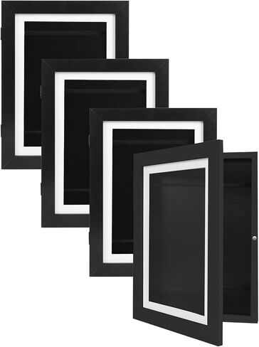 إطارات فنية للأطفال، إطار عرض الأعمال الفنية للأطفال مفتوح أمامي قابل للتغيير، إطار عرض الأعمال الفنية للأطفال مقاس A4 إطارات تخزين الصور لرسم الحرف اليدوية والمشاريع الفنية المدرسية والمكتب المنزلي (أسود. 4 عبوات) in Kuwait