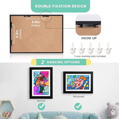 إطارات فنية للأطفال، إطار عرض الأعمال الفنية للأطفال مفتوح أمامي قابل للتغيير، إطار عرض الأعمال الفنية للأطفال مقاس A4 إطارات تخزين الصور لرسم الحرف اليدوية والمشاريع الفنية المدرسية والمكتب المنزلي (أسود. 4 عبوات) in Kuwait