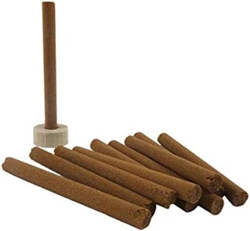 Kishu Enterprises || Natural Sandalwood Dhop Incense Sticks Dhoop Sticks Handmade Hand-Rolled with Holder Pack of 5, Brown in Saudi Arabia