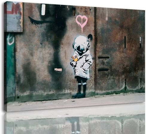 Framed Banksy Street Graffiti Wall Art Decor Large Abstract Pictures Canvas Painting Prints Colorful Modern Contemporary Poster Artwork Stretched for Wall Home Bathroom Bedroom Living Room Ready Hang (Framed-019, 8x12inch(20x30cm)x4) in Saudi Arabia