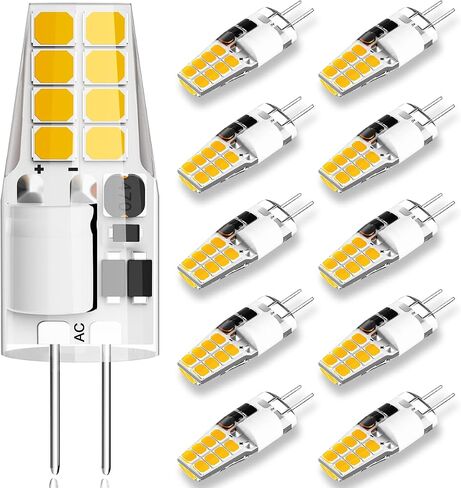 G4 LED Bulb 3W Equivalent to 20W-25W T3 JC Type Bi-Pin G4 Base Halogen Bulb, AC/DC 12V Warm White 3000K G4 Light Bulbs for Puck Light, RV, Under Cabinet Lighting, Landscape Lighting (10 Pack) in Saudi Arabia