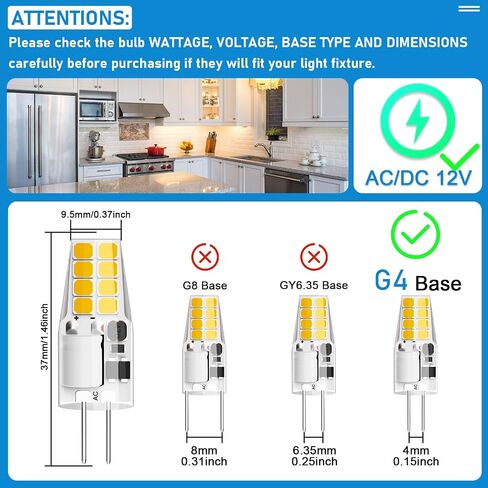 G4 LED Bulb 3W Equivalent to 20W-25W T3 JC Type Bi-Pin G4 Base Halogen Bulb, AC/DC 12V Warm White 3000K G4 Light Bulbs for Puck Light, RV, Under Cabinet Lighting, Landscape Lighting (10 Pack) in Saudi Arabia