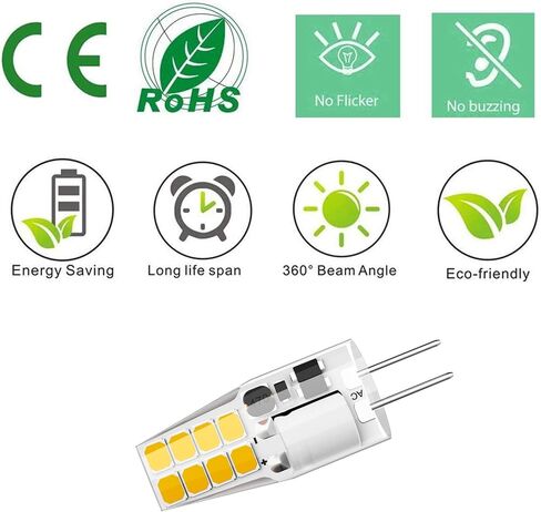 G4 LED Bulb 3W Equivalent to 20W-25W T3 JC Type Bi-Pin G4 Base Halogen Bulb, AC/DC 12V Warm White 3000K G4 Light Bulbs for Puck Light, RV, Under Cabinet Lighting, Landscape Lighting (10 Pack) in Saudi Arabia