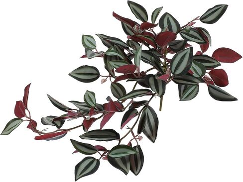 1pc Artificial Rattan Faux Leaf Vines Fake Green Bushes Hanging Artificial Greenery Artificial Wandering Jew Fake Vine Leaves Wandering Jew Plant Plants Indoor Plastic False Wall in Saudi Arabia