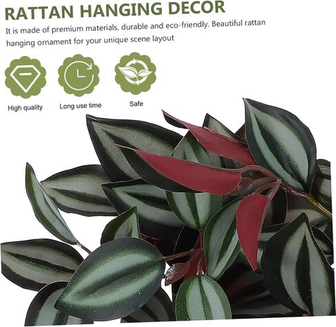 1pc Artificial Rattan Faux Leaf Vines Fake Green Bushes Hanging Artificial Greenery Artificial Wandering Jew Fake Vine Leaves Wandering Jew Plant Plants Indoor Plastic False Wall in Saudi Arabia