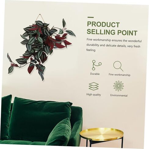 1pc Artificial Rattan Faux Leaf Vines Fake Green Bushes Hanging Artificial Greenery Artificial Wandering Jew Fake Vine Leaves Wandering Jew Plant Plants Indoor Plastic False Wall in Saudi Arabia