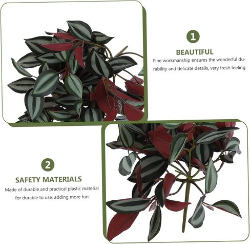 1pc Artificial Rattan Faux Leaf Vines Fake Green Bushes Hanging Artificial Greenery Artificial Wandering Jew Fake Vine Leaves Wandering Jew Plant Plants Indoor Plastic False Wall in Saudi Arabia