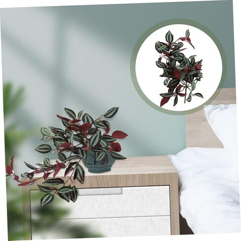 1pc Artificial Rattan Faux Leaf Vines Fake Green Bushes Hanging Artificial Greenery Artificial Wandering Jew Fake Vine Leaves Wandering Jew Plant Plants Indoor Plastic False Wall in Saudi Arabia