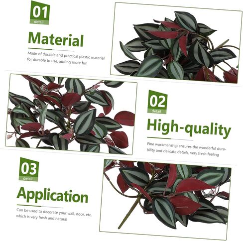 1pc Artificial Rattan Faux Leaf Vines Fake Green Bushes Hanging Artificial Greenery Artificial Wandering Jew Fake Vine Leaves Wandering Jew Plant Plants Indoor Plastic False Wall in Saudi Arabia