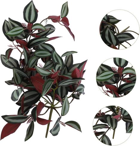 1pc Artificial Rattan Faux Leaf Vines Fake Green Bushes Hanging Artificial Greenery Artificial Wandering Jew Fake Vine Leaves Wandering Jew Plant Plants Indoor Plastic False Wall in Saudi Arabia