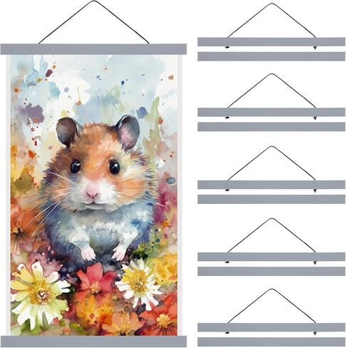 6 Pack Magnetic Poster Frame Hanger Light Wooden Frames Hanger for Posters Teak Wood Poster Hanging Kit for Walls Maps Prints Photos Pictures Canvas Artwork Display (Wood,12 Inch) in Saudi Arabia