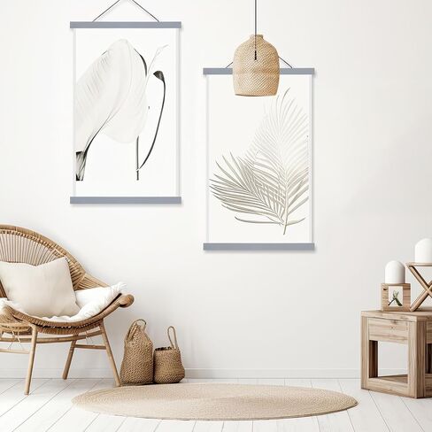 6 Pack Magnetic Poster Frame Hanger Light Wooden Frames Hanger for Posters Teak Wood Poster Hanging Kit for Walls Maps Prints Photos Pictures Canvas Artwork Display (Wood,12 Inch) in Saudi Arabia