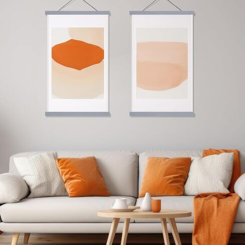 6 Pack Magnetic Poster Frame Hanger Light Wooden Frames Hanger for Posters Teak Wood Poster Hanging Kit for Walls Maps Prints Photos Pictures Canvas Artwork Display (Wood,12 Inch) in Saudi Arabia