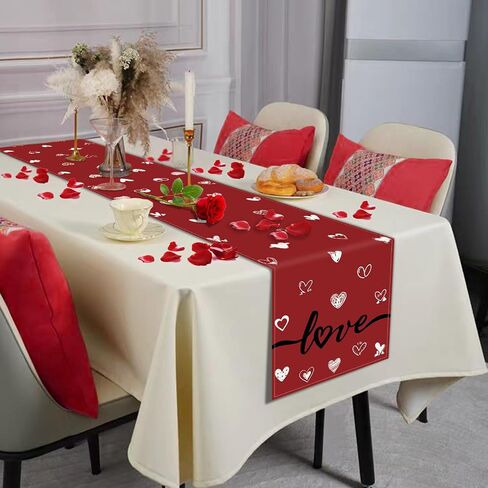 Valentine's Day Placemats, Set of 4, 12x18 Inches Red Love Heart Table Mats for Kitchen Dining Wedding Anniversary Valentine Decorations Party Decor in Saudi Arabia