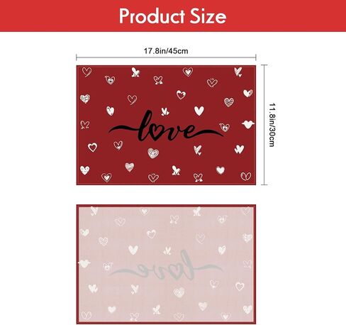 Valentine's Day Placemats, Set of 4, 12x18 Inches Red Love Heart Table Mats for Kitchen Dining Wedding Anniversary Valentine Decorations Party Decor in Saudi Arabia