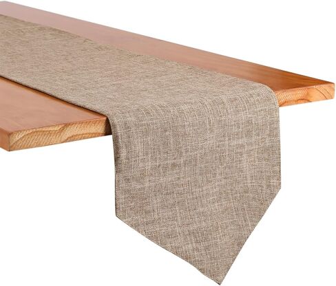Burlap Farmhouse Cotton Linen Table Runner, Rustic Woven Solid Color Table Runner for Dining, Kitchen, Holiday, Halloween, Christmas, Party (12x82 inch, Khaki) in Saudi Arabia