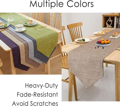 Burlap Farmhouse Cotton Linen Table Runner, Rustic Woven Solid Color Table Runner for Dining, Kitchen, Holiday, Halloween, Christmas, Party (12x82 inch, Khaki) in Saudi Arabia