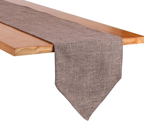 Burlap Farmhouse Cotton Linen Table Runner, Rustic Woven Solid Color Table Runner for Dining, Kitchen, Holiday, Halloween, Christmas, Party (12x82 inch, Khaki) in Saudi Arabia